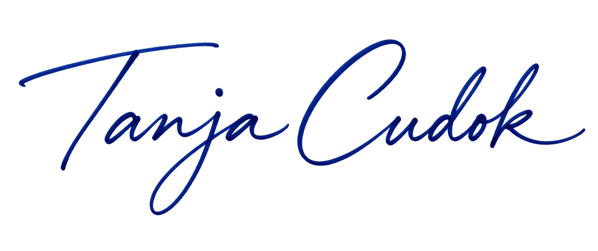 Handschriftliche Unterschrift von Tanja Cudok in blauer Füllertinte